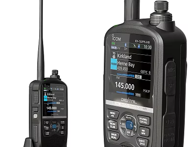 ICOM Digital Walkie Talkies With LCD Screen Keypad And Antenna 3d model