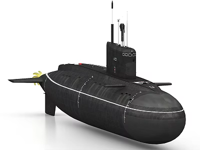 Modern Black Military Submarine With Conning Tower Periscope And Hull Design 3d model
