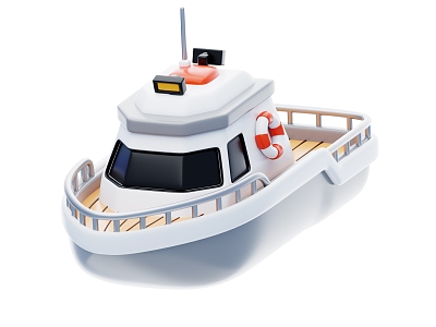 Modern yacht ship cartoon ship vehicle 3d model