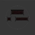 Three Piece Outdoor Bench Set With Wooden Seats And Backrests And Metal Frames For Garden