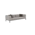 Modern Light Colored Fabric Two Seater Sofa With Decorative Pillows And Metal Legs