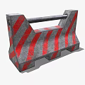 Concrete Traffic Barrier With Red And White Stripes And Metal Bar For Public Safety