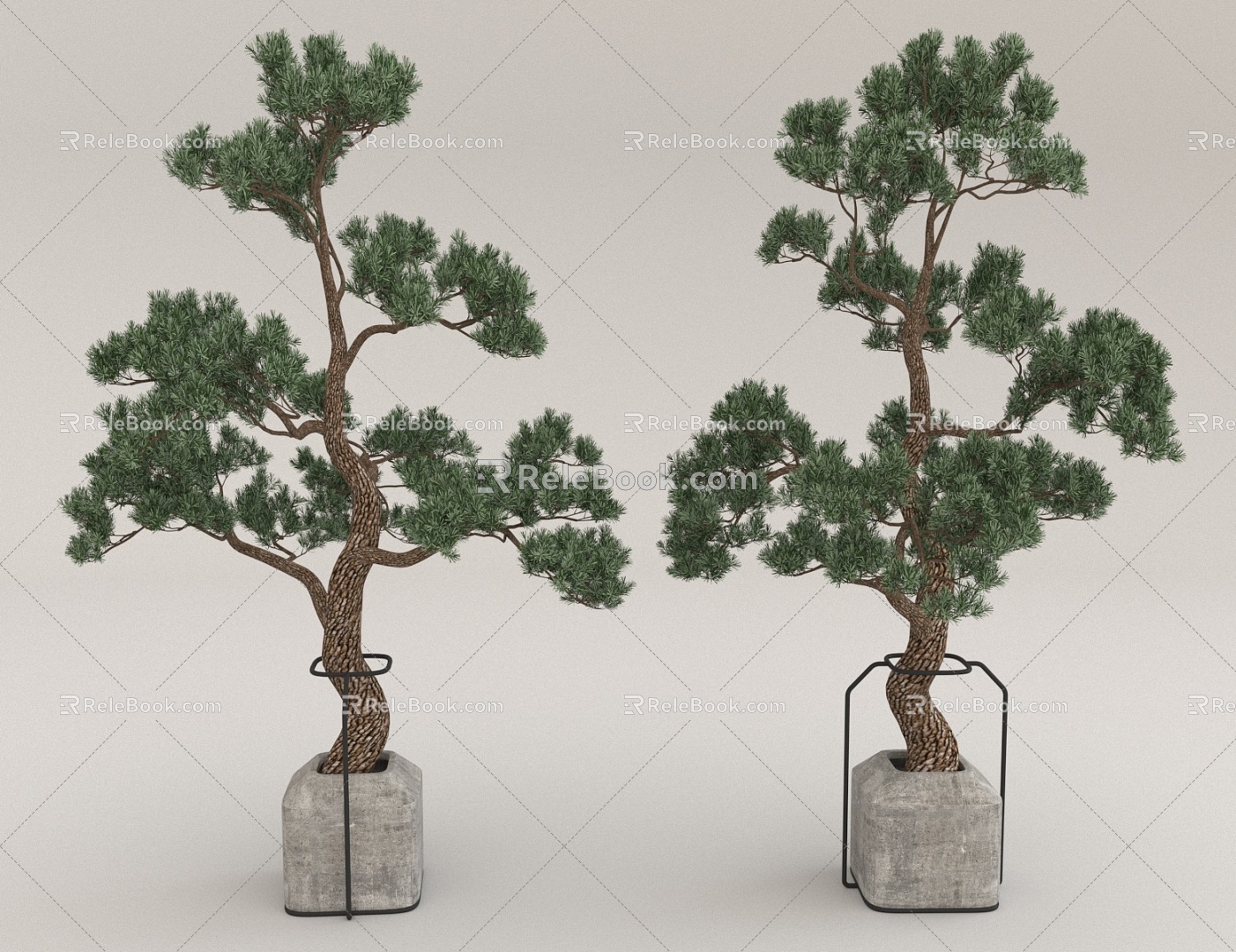 Chinese-style Green Plant Ornaments Trees model