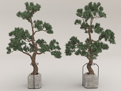 Chinese-style Green Plant Ornaments Trees model