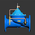 Blue Industrial Pipeline Valve With Metal Fittings And Top Control Component