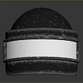 Metallic Weapon Sphere Component With Silver Surface And White Stripe Detail