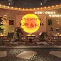 WILD UTOPIA Restaurant Outdoor Seating With Barbecue And Beer String Lights And Plants