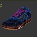 Black Dior Sneakers With Orange Sole And Stylish Patterned Upper Design 3d model