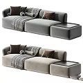 Modern Sofa with Multiple Color Options Decorative Pillows Cozy Blanket and Side Table 3d model
