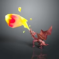 3D Game Movie Dragon Character Breathing Yellow Red Flame With Pink Red Body And Wings