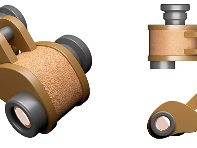 Durable Industrial Roller Equipment With Brown Rubber And Gray Metal Components 3d model