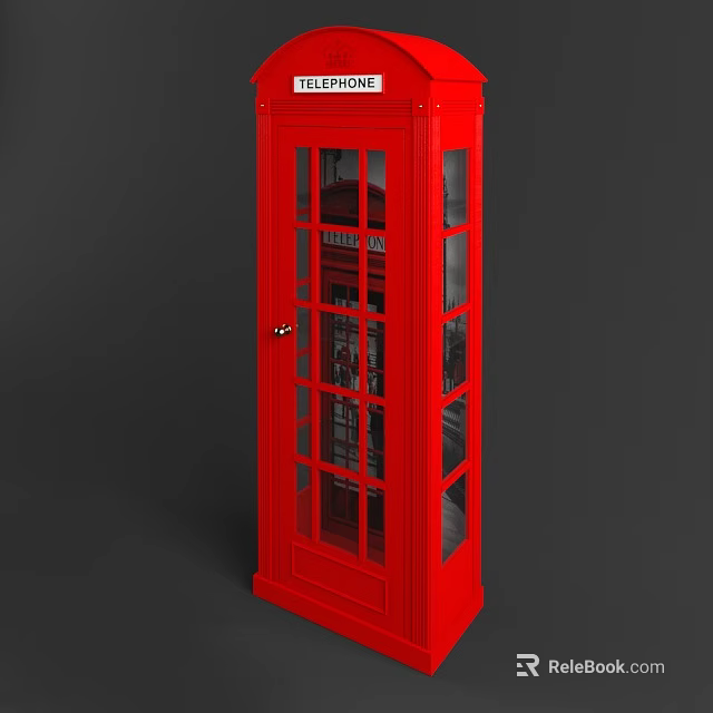 Iconic British Red Phone Booth Featuring Glass Windows And Metal Structure 3d model 