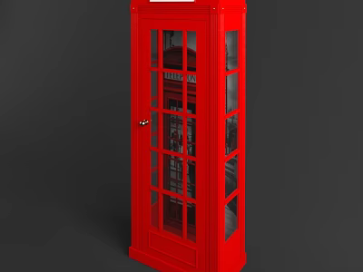 Iconic British Red Phone Booth Featuring Glass Windows And Metal Structure 3d model