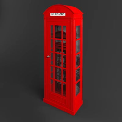 Iconic British Red Phone Booth Featuring Glass Windows And Metal Structure 3d model