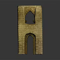 Yellow Brick Building Model Featuring Arch Door And Upper Window Structure