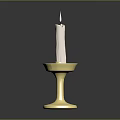 Elegant Golden Candlestick With White Candle On Black Surface And Reflection 3d model