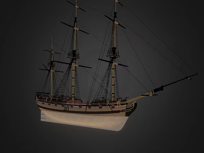 Game Movie Character Sailing Ship Model With Detailed Design And Multiple Masts 3d model