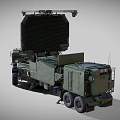 Green Military Radar Vehicle With Large Antenna And Heavy Duty Wheels