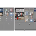 Practical Office Bookcase With Multiple Shelves Drawers Binders Organized Files And Closed Cabinets 3d model