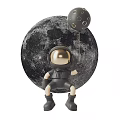 Creative Space Theme Wall Lamp With Astronaut Figure And Moon Backdrop 3d model