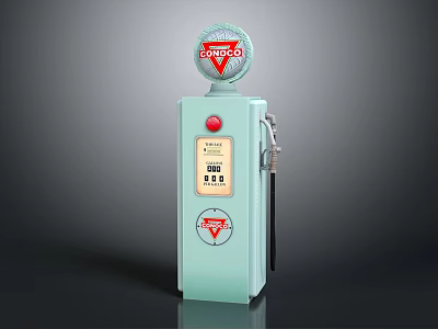 Vintage Light Green ESSO Fuel Pump As Public Facility With Fuel Amount And Price 3d model