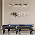 Luxury Modern Basement Interior With Billiard Table Lighting And Seating Area 3d model