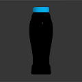 Black Plastic Beverage Bottle With Blue Cap And Smooth Reflective Surface