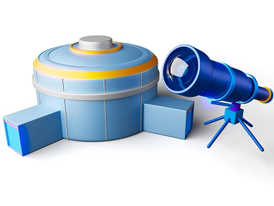 Cartoon Style Astronomical Telescope Space Technology Space Station Cartoon Space Station 3d model