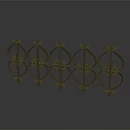 Decorative Metal Fence With Ornate Patterns Multiple Panels And Classic Design Structure 3d model