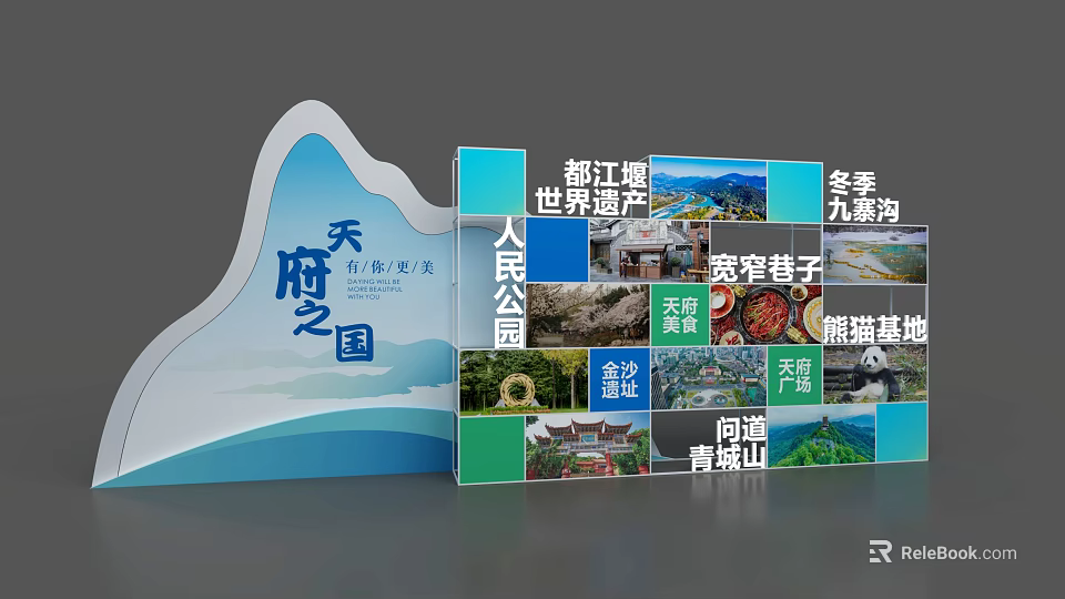 Professional Commercial Tourist Information Display Board With Scenic Spot Images And Texts 3d model 