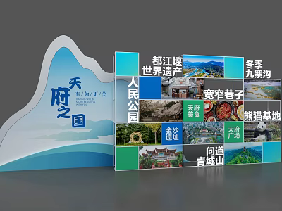 Professional Commercial Tourist Information Display Board With Scenic Spot Images And Texts 3d model