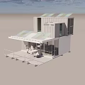 Modern Two Story Container House With Green Roof Terrace And Outdoor Seating