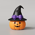 Halloween Interactive Area With Pumpkin Wearing Witch Hat Purple Bow And Smiling Face