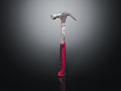 Sturdy Hardware Hammer With Silver Head And Red Black Grip For DIY Tasks 3d model