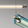 Modern Long LED Pendant Lights With Blue And White Tubular Sleek Metal Design