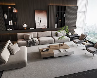 Sofa Coffee Table Combination Multi-person Sofa Coffee Table Single Casual Chair Lazy Sofa Accessories Decoration Sofa Combination Sofa Combination 3d model