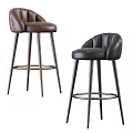 Stylish Leather Bar Stools with Modern Metal Legs and Comfortable High Back Design