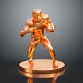 Golden Football Player Decorative Statue With Dynamic Pose On Circular Base 3d model