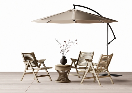 Outdoor Leisure Chair Outdoor Table and Chair Rattan Chair Sunshade 3d model