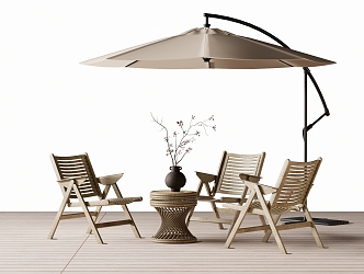 Outdoor Leisure Chair Outdoor Table and Chair Rattan Chair Sunshade 3d model