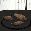 Modern Leaf Shaped Metal Sculpture Carving In Contemporary Interior Decor