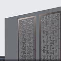 Three Blue Framed Hinged Doors With White Panels And Geometric Patterns 3d model