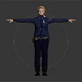 Blonde Female Police Officer In Uniform With Arms Outstretched 3D Character Model