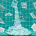 Broken Mirror Pieces On Green Tiled Background With Love You Text And Blue Green Decorations