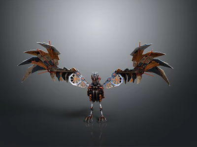Mechanical Eagle With Spread Wings And Intricate Metal Design Details 3d model