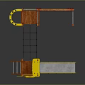 Wooden Playground Equipment With Yellow Slide Red Climbing Net And Platforms