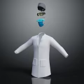 Stylish White Coat Outfit With Hat Glasses And Protective Mask Accessories