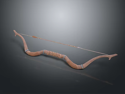 Handcrafted Wooden Traditional Bow Weapon With Curved Design And Decorative Details 3d model