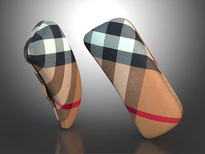 Decorative Ornament Set With Plaid Pattern Beige Black Red Curved Shape Home Decor 3d model