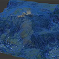Landscape Design With 3D Terrain Green Vegetation Mountain Hills And Natural Water Elements
